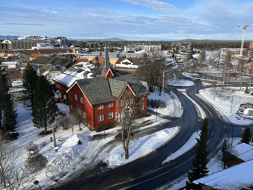 JESSHEIM_Ullensaker,_Norway._Gotaasallen_Herredshuset_(Holger_Sinding-Larsen_1901)_former_municipal_building_Ringveien_Stasjon_Railway_station_streets_Bird's-